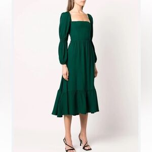 Reformation Mica Puff Sleeved Tiered Midi Dress